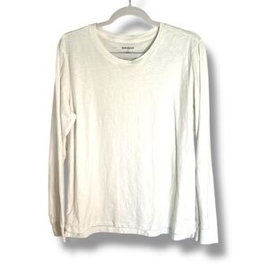 Bombas White Long Sleeve Cotton Tee Size Large